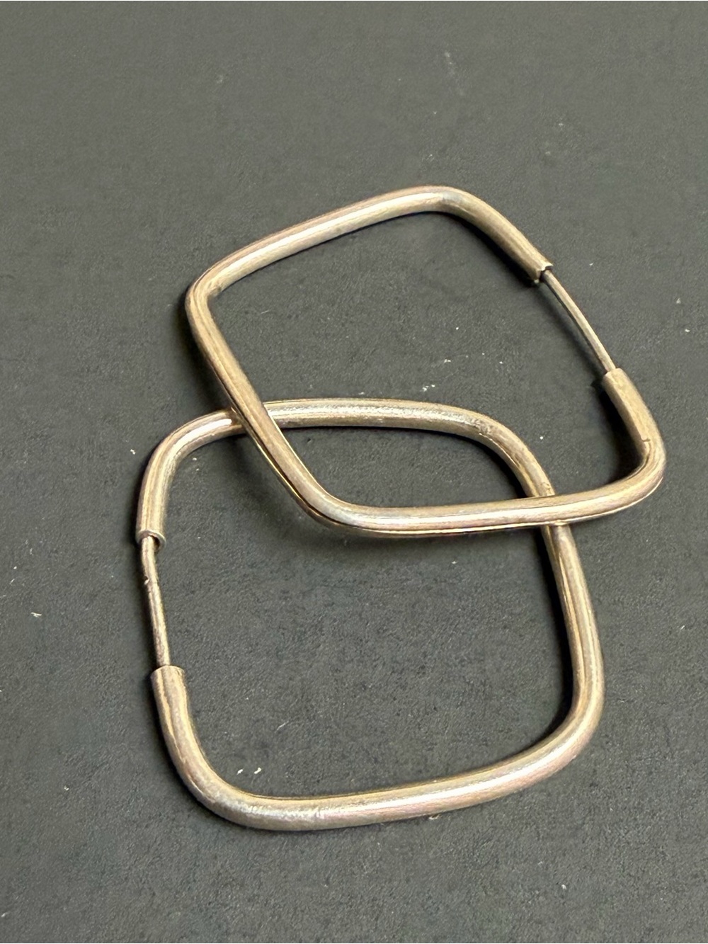 Sterling Silver Square Hoop Earrings in Brushed 2.5 grams